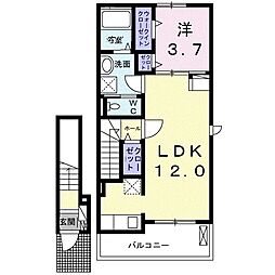 ルミエール3番館 1LDKの間取図画像