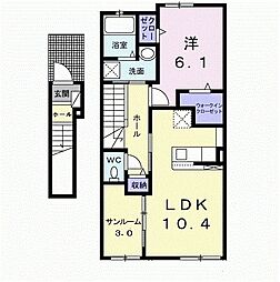 グラースノア2 1LDKの間取図画像
