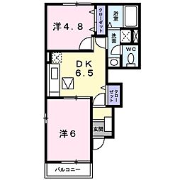 ミキハイツA 2DKの間取図画像