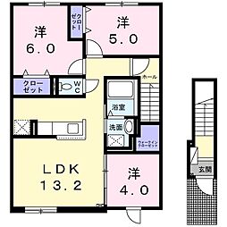 ラフォーレ 2階3LDKの間取り