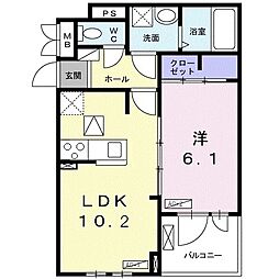 サンリット鳳 1LDKの間取図画像