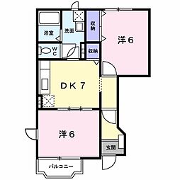アンシャンテA 2DKの間取図画像