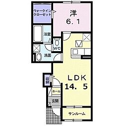ニューパディー 1LDKの間取図画像