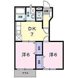 メゾンＭＳ・Ｂ 1階2DKの間取り