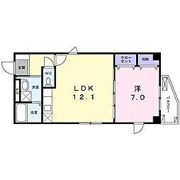 プレッソ戸越公園 1LDKの間取図画像