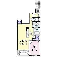 アフェクトスクエア 1LDKの間取図画像