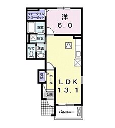 カナヤ・サンヒルＡ 1階1LDKの間取り