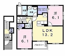 鹿嶋市大字平井アパート 2LDKの間取図画像