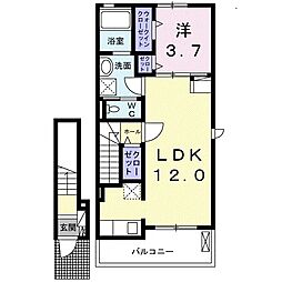 アンソレイユ 1LDKの間取図画像
