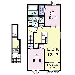 イリゼランサ2 2LDKの間取図画像