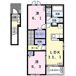 ボヌールメゾン 2LDKの間取図画像