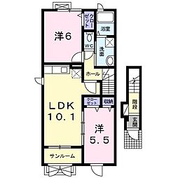 プティパラス1 2LDKの間取図画像