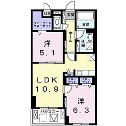 ライプネス・エム 2LDKの間取図画像