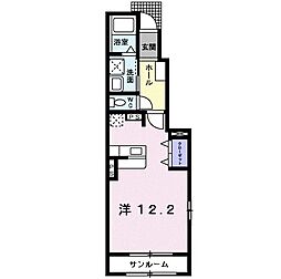 リヴァサーヂA棟 ワンルームの間取図画像
