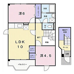 サンハイツゆうC 2LDKの間取図画像