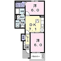 シャロームA 2DKの間取図画像