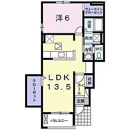 エレガンテカーサM 1LDKの間取図画像