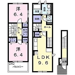 ラ・ポルト 2LDKの間取図画像