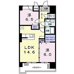 グランクリュ佐古WEST 2LDKの間取図画像