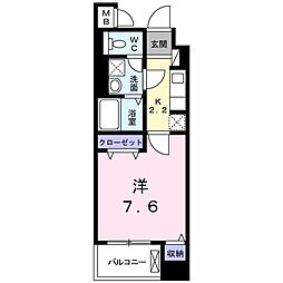 グランコート国府 1Kの間取図画像