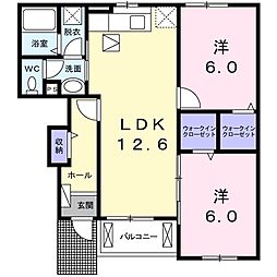 ベネヴォレンテC 2LDKの間取図画像