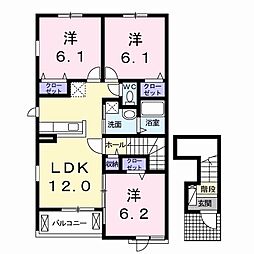 クラール安宅A 3LDKの間取図画像