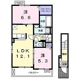 メゾン・アリエス3 2LDKの間取図画像