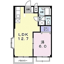 パストラルハイツ 1LDKの間取図画像