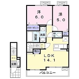 フィオーレE 2LDKの間取図画像