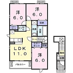 カーサ・ミニョンA 3LDKの間取図画像
