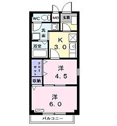 カーサ寿 2Kの間取図画像