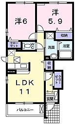 ミルフィーユA 2LDKの間取図画像