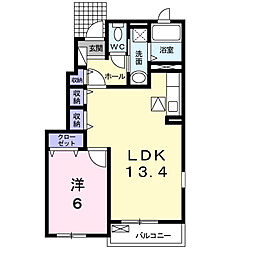 シンシアB 1LDKの間取図画像
