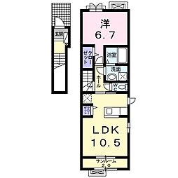 リベラメンテ 2階1LDKの間取り