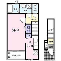 グランツ 1Kの間取図画像