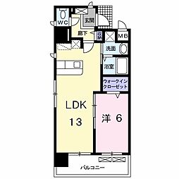 カーサデルソーレ 1LDKの間取図画像