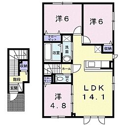 メゾンデェヨシノ2 3LDKの間取図画像