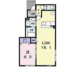 ベルク・ムント 1階1LDKの間取り