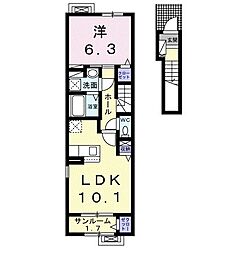 セゾン・ド・ヴェール 1LDKの間取図画像