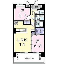 オリーブコート塚田 2LDKの間取図画像