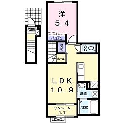 サンリットサイド 1LDKの間取図画像