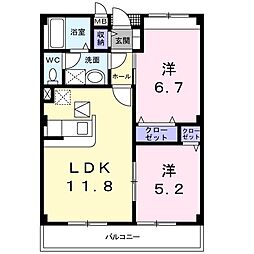 プラティーノ 2LDKの間取図画像