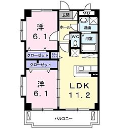 メゾントワ 2LDKの間取図画像