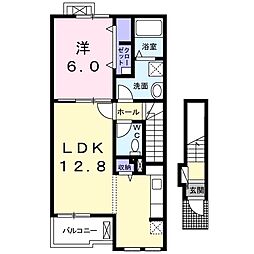 アビタシオンサンク 1LDKの間取図画像