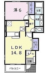アンジェパラッツォ2番館 1LDKの間取図画像