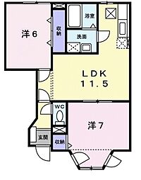 トゥー・ル・モンドB 2LDKの間取図画像