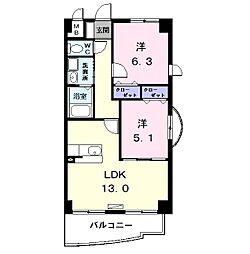 グランツコート 2LDKの間取図画像