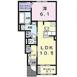 サンカーム2 1LDKの間取図画像