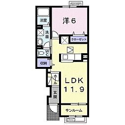 カーサレガーレ 1LDKの間取図画像