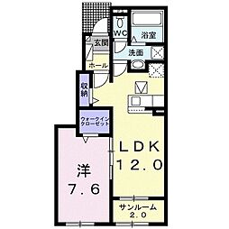 GracemobaraB 1LDKの間取図画像